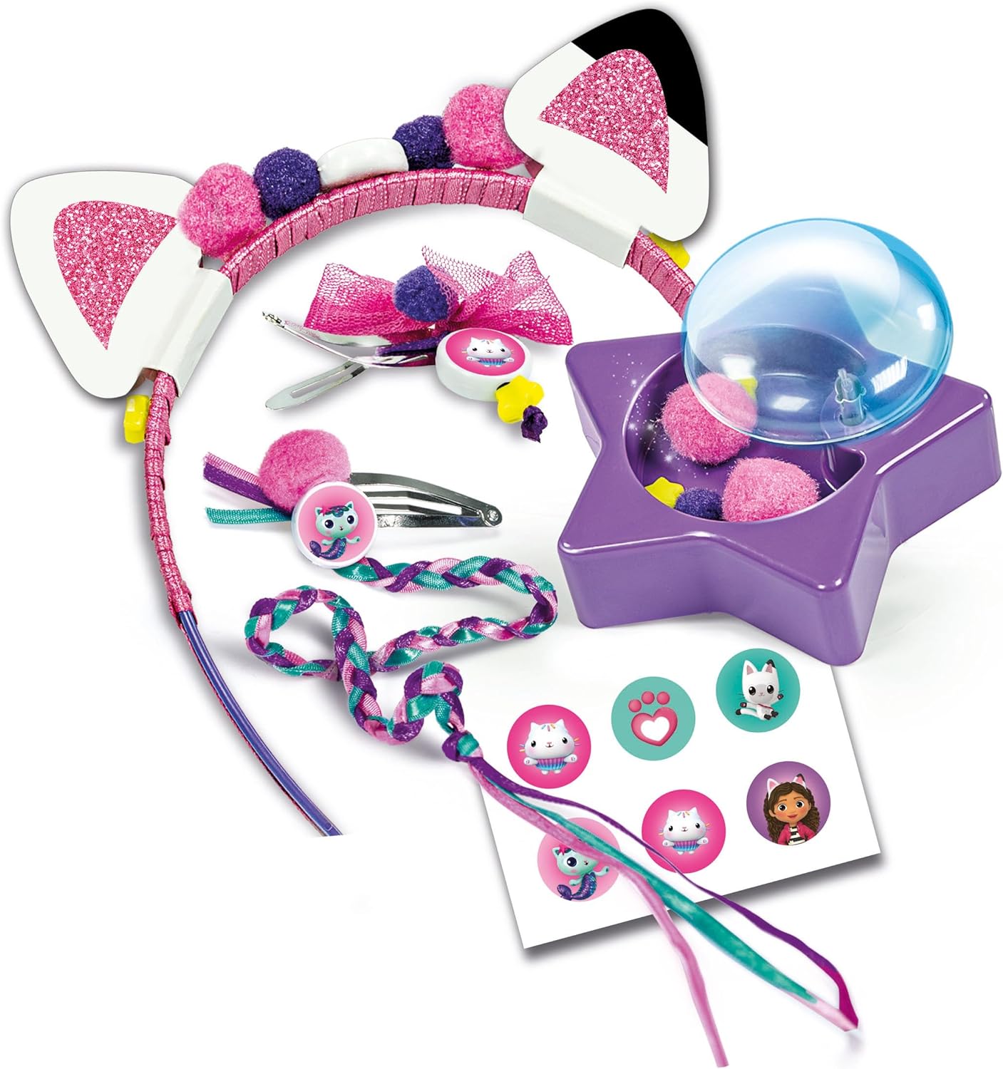 Clementoni Dollshouse Set-Gabby's Dollhouse-Hair accessories Hairstyle, Headband, Art and Crafts for Kids 6 Years, Creative Toys, Gift for Girls, 18800, Multicolour