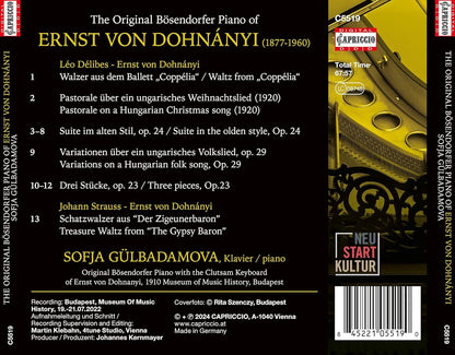 The Original Bösendorfer Piano of Ernst Von Dohnányi: Suite in the Olden Style/Pastorale/Variations On a Hungarian...