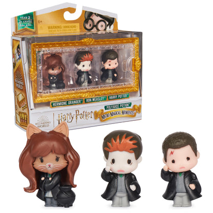 Wizarding World Harry Potter - Micro Magical Moments Sammelfiguren Multipack "Vielsaft-Trank" mit Harry, Hermine, Ron und Setzkasten, Spielzeug für Kinder ab 6 Jahren, Fanartikel (sortiert