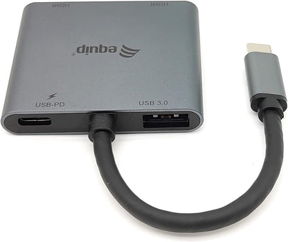 Equip Adapter USB-C/133484 USB-C 4-in-1 Dual HDMI Adapter/Silver