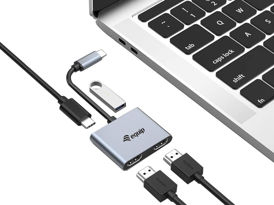 Equip Adapter USB-C/133484 USB-C 4-in-1 Dual HDMI Adapter/Silver