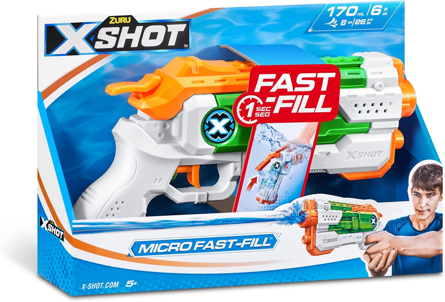 ZURU - XSHOT - Fast Fill - Micro - Water Blaster - Water Gun - Outdoor Play - Fast Fill - Shoots up to 8m - 56220-2023