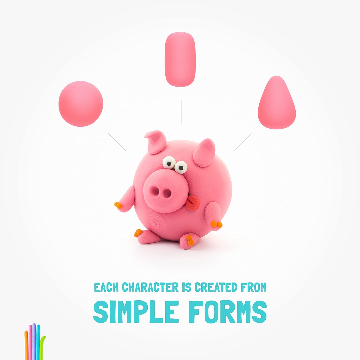HEY CLAY Animals: Piggy, Horse, Rabbit Set - Colourful Modeling Kids - Air Dry Clay Kit 6 cans with Fun Interactive Instructions App