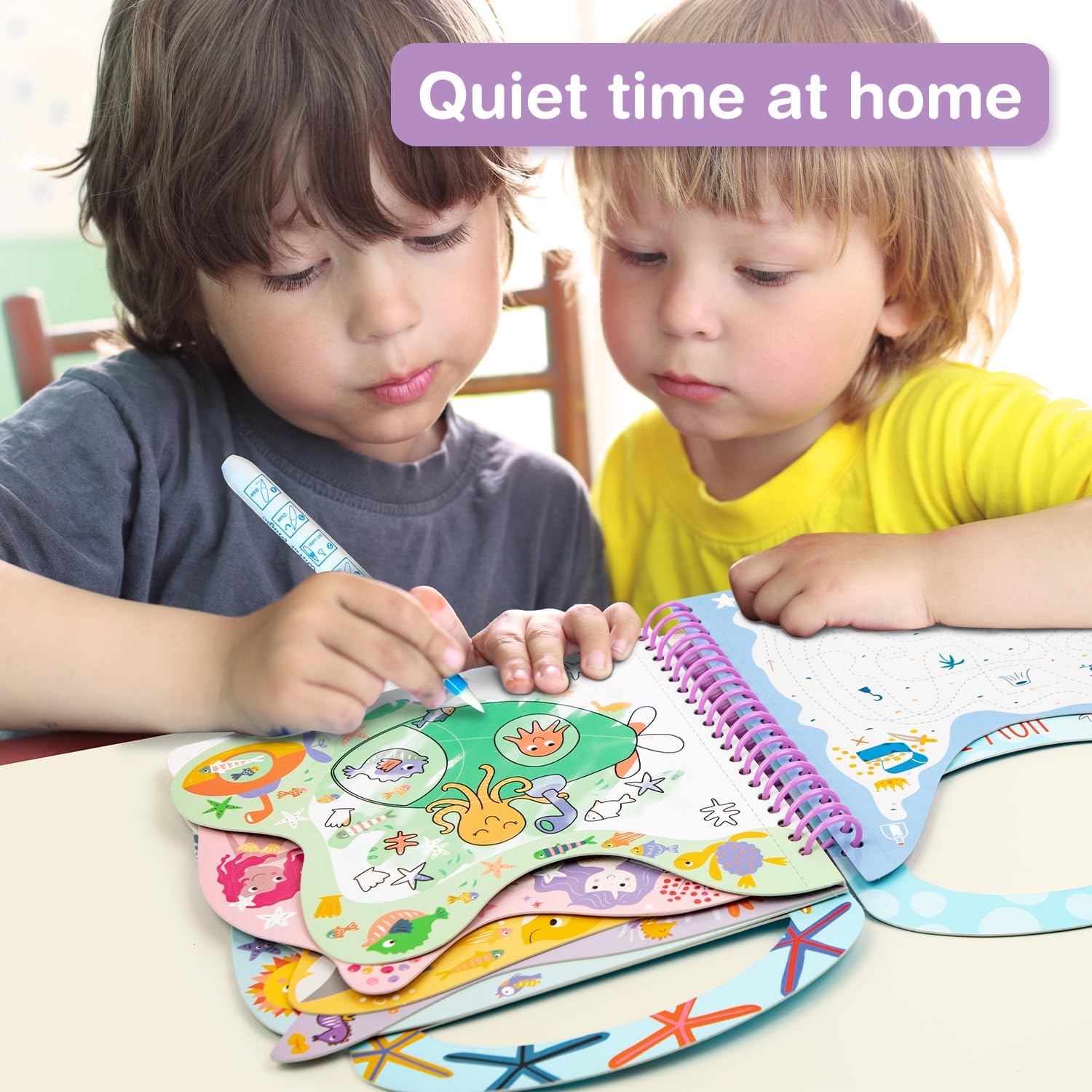 Avenir Inkleurspel onderwater, 3-in-1 creatieve set met spelletjes, stickers en kleurplaten, doe-het-zelf, voor kinderen vanaf 3 jaar
