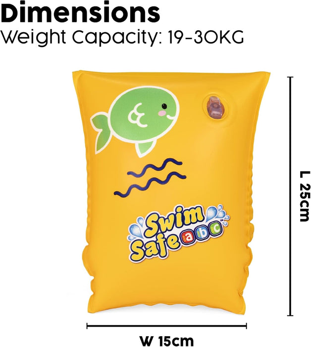 Bestway Inflatable Swimming Armbands for Kids Float Bands Sleeves, Inflatable Swim Armbands for Boys and Girls, Ages 3-6, Yellow