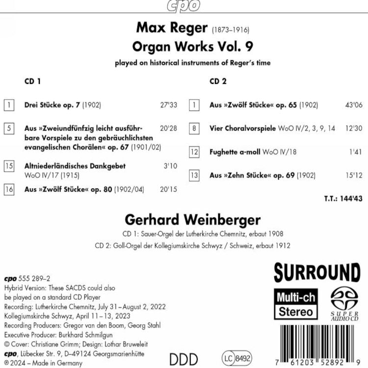 Max Reger: Organ Works - Volume 9