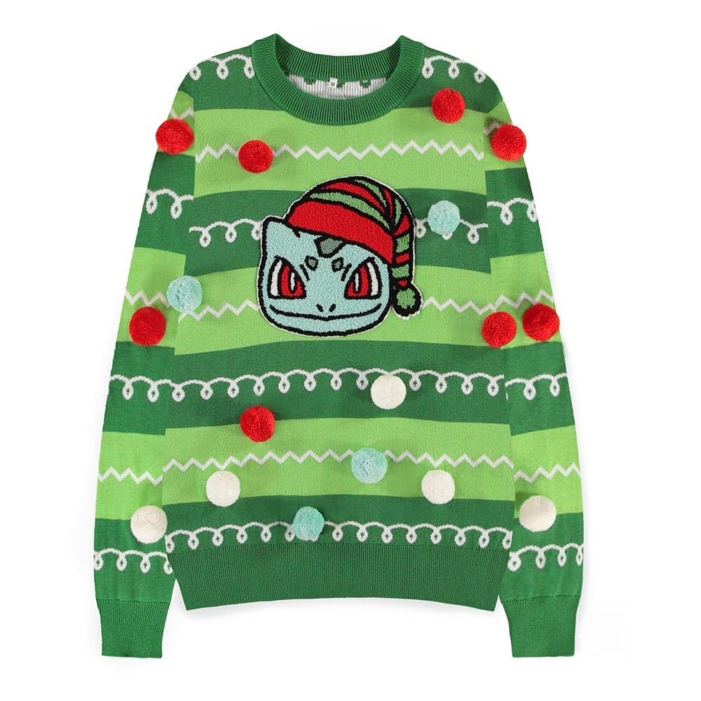 DIFUZED Bulbasaur Pokemon Christmas Jumper Jersey, Multicoloured, One Size