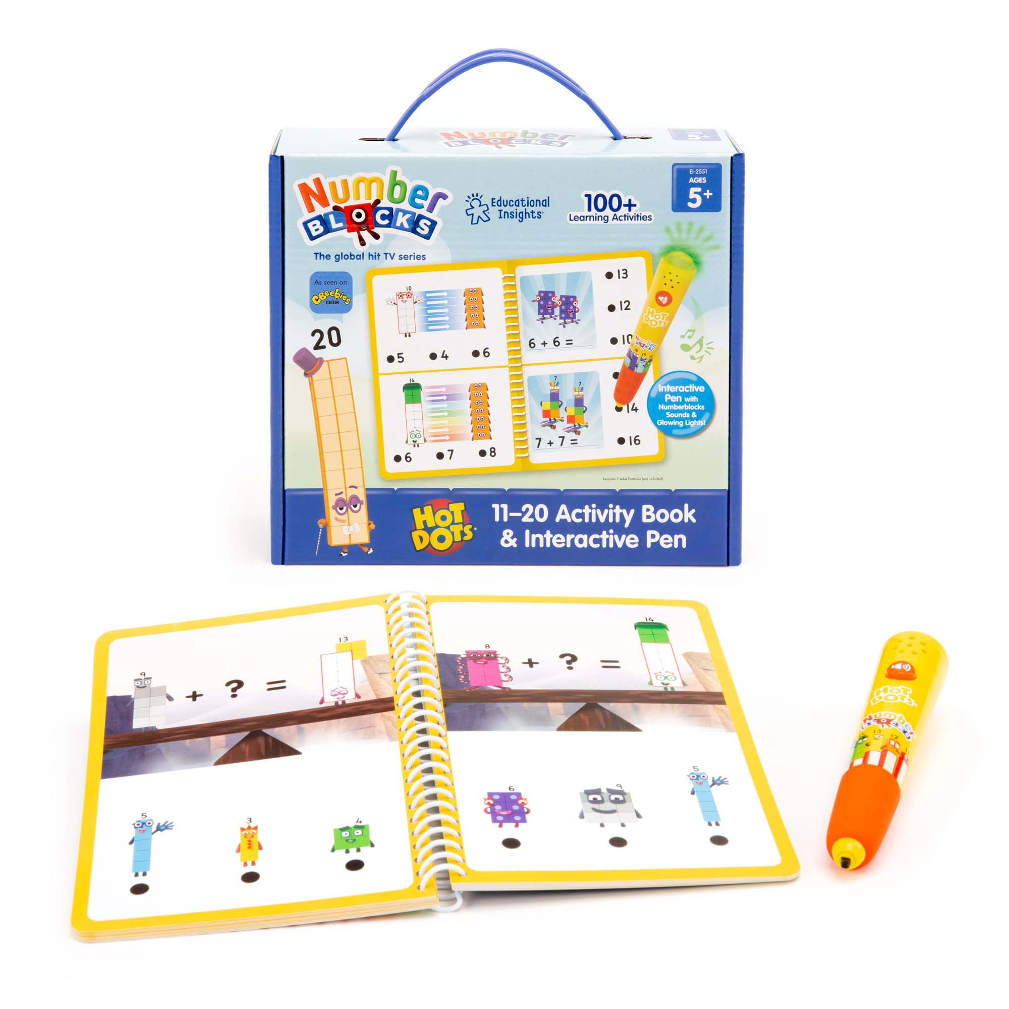 Learning Resources- Libro de Actividades del 11 al 10 y bolígrafo Interactivo Hot Dots, Incluye más de 60 Ejercicios, Regalos de los Numberblocks, 5+ años, Color Verde, Rojo, Talla única (EI-2551