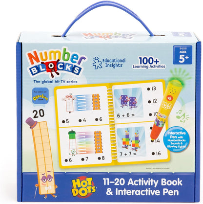 Learning Resources- Libro de Actividades del 11 al 10 y bolígrafo Interactivo Hot Dots, Incluye más de 60 Ejercicios, Regalos de los Numberblocks, 5+ años, Color Verde, Rojo, Talla única (EI-2551