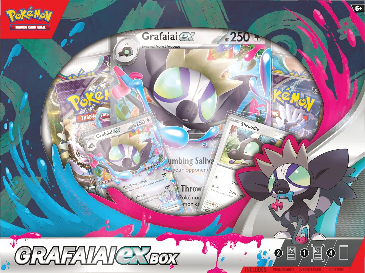 Pokémon TCG: Grafaiai ex Box (2 Foil Promo Cards, 1 Oversize Foil Card & 4 Booster Packs