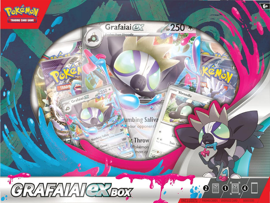 Pokémon TCG: Grafaiai ex Box (2 Foil Promo Cards, 1 Oversize Foil Card & 4 Booster Packs)