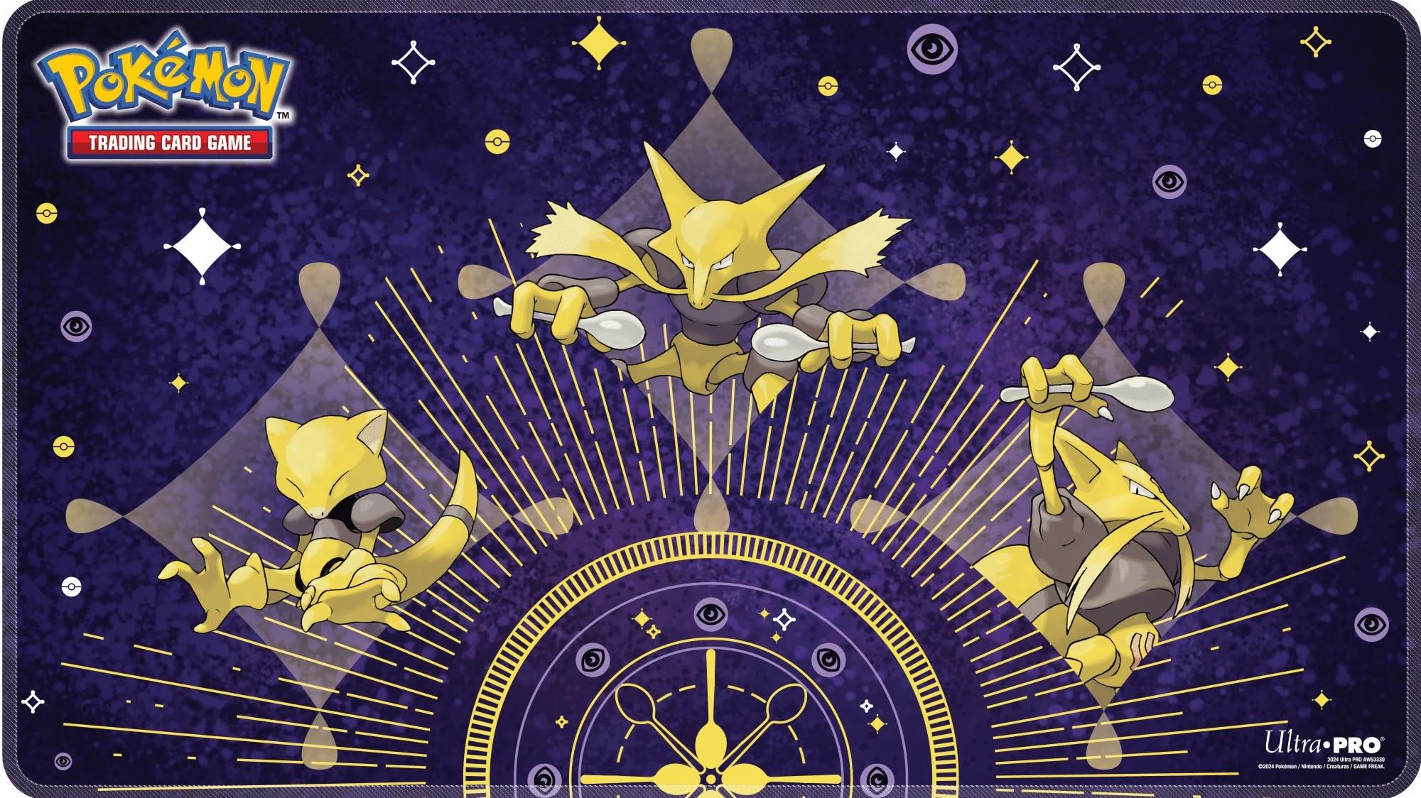 Ultra PRO - Abra Evolutions Stitched Playmat for Pokémon, Collectible Trading Tabletop card game protection accessory Abra Kadabra Alakazam themed Gaming surface playmat