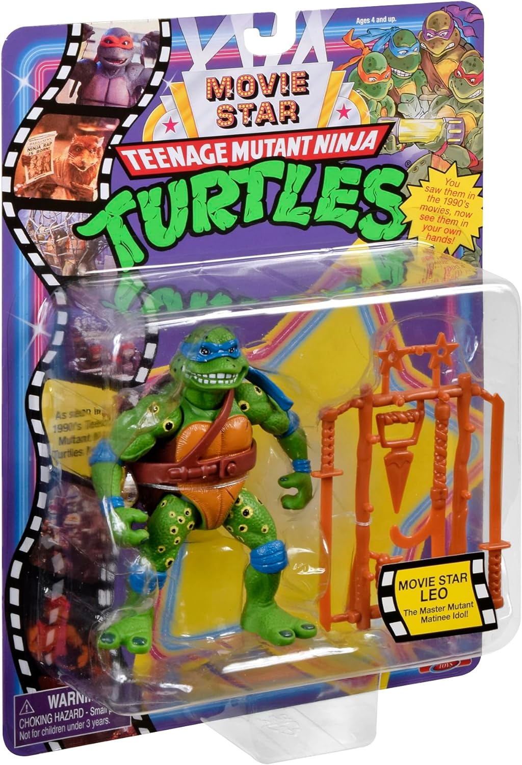 TMNT CLASSIC 1991 Movie Star Turtle Leo in special movie styling package with signature weapon accessories. Ideal present for Turtles Fans!