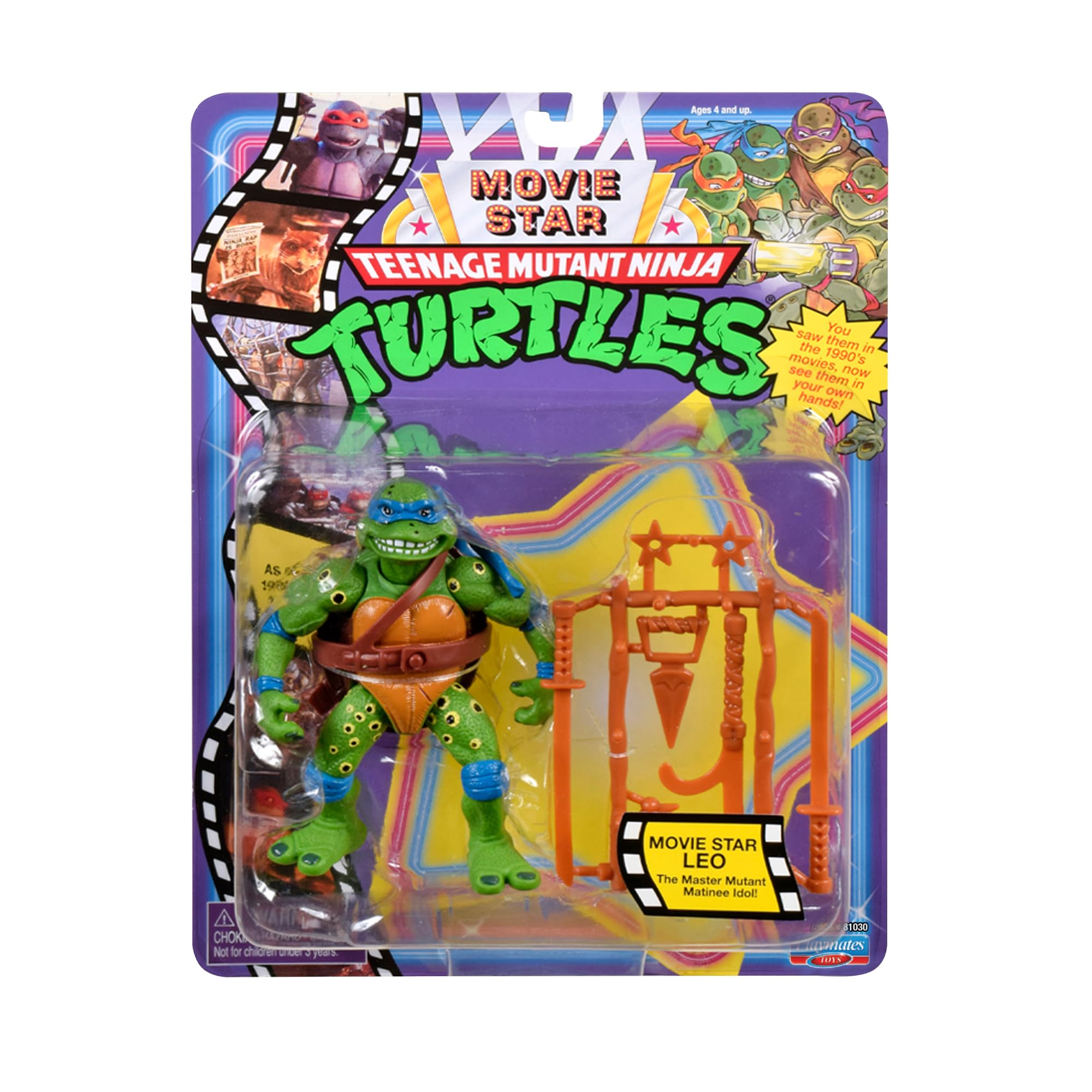 TMNT CLASSIC 1991 Movie Star Turtle Leo in special movie styling package with signature weapon accessories. Ideal present for Turtles Fans!
