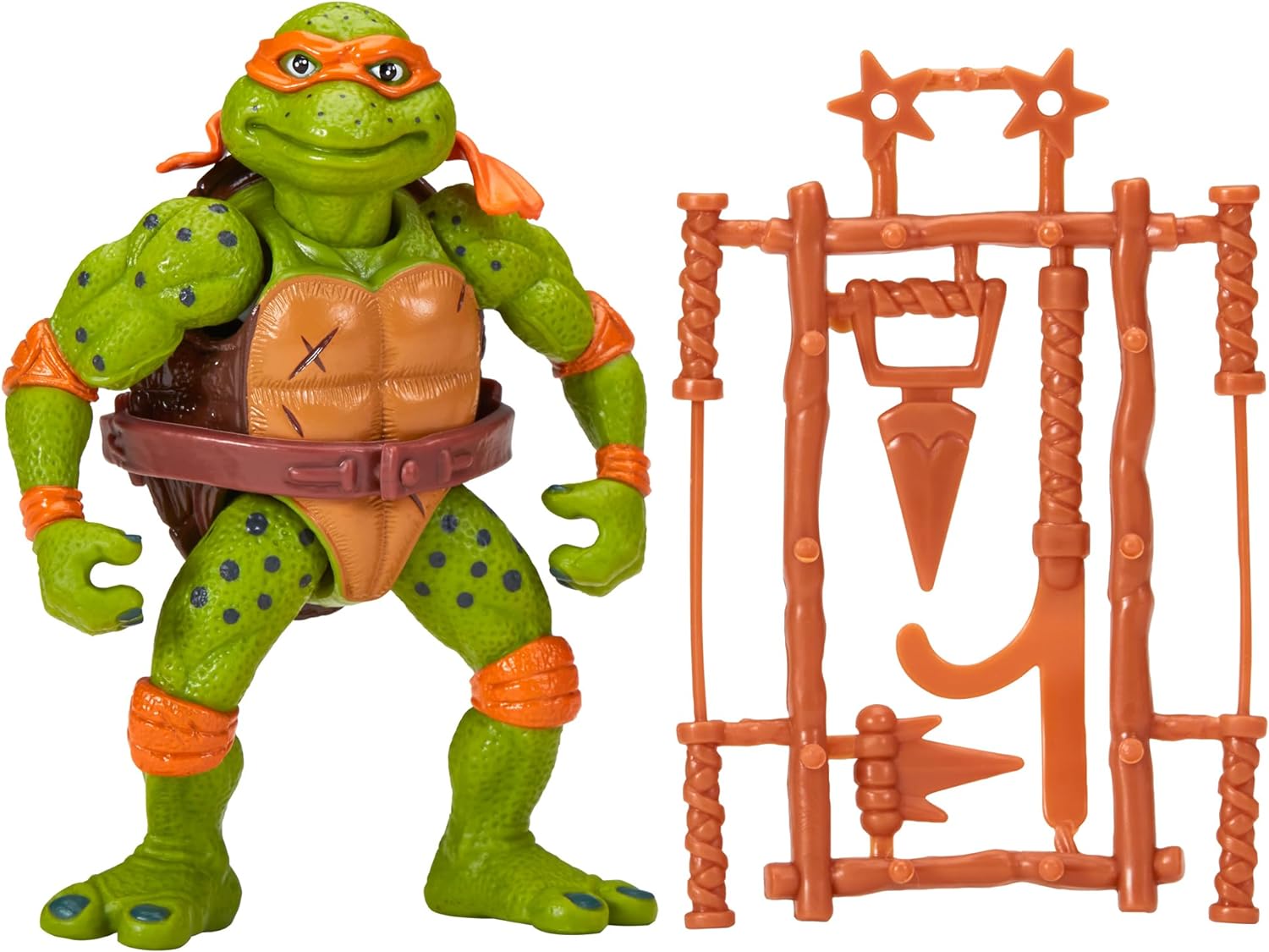 TMNT CLASSIC 1991 Movie Star Turtle Michelangelo in special movie styling package with signature weapon accessories. Ideal present for Turtles Fans!