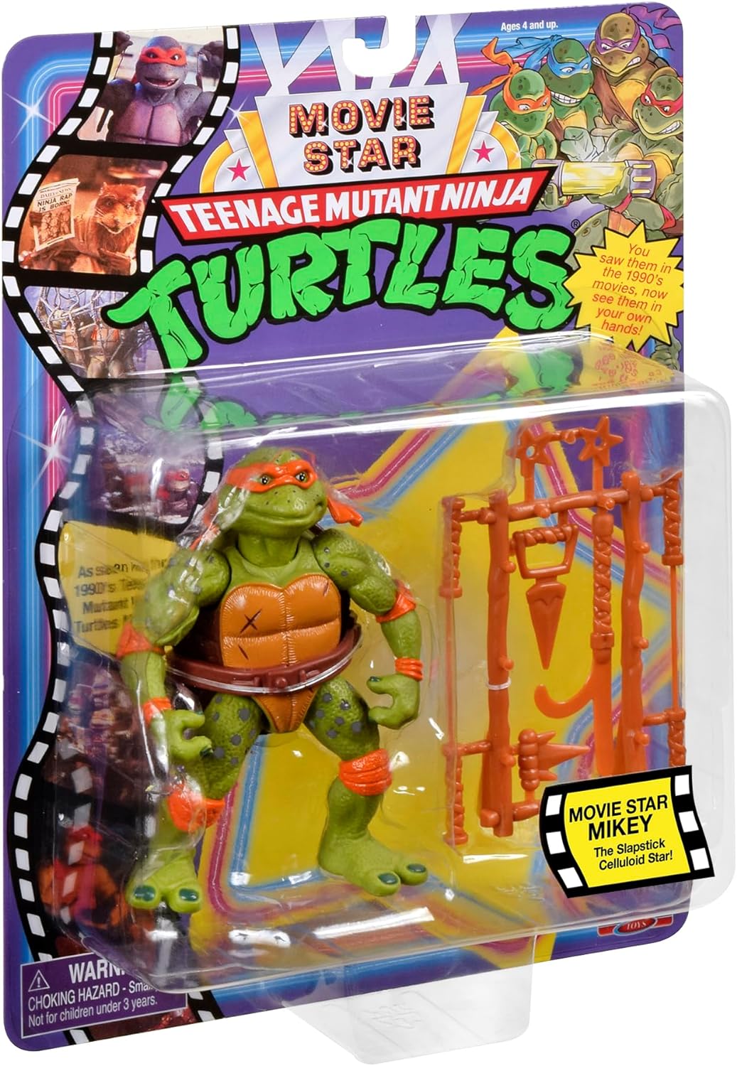 TMNT CLASSIC 1991 Movie Star Turtle Michelangelo in special movie styling package with signature weapon accessories. Ideal present for Turtles Fans!