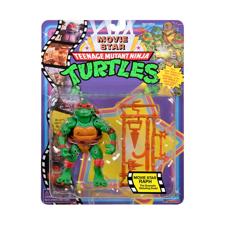 TMNT CLASSIC 1991 Movie Star Turtle Raphael in special movie styling package with signature weapon accessories. Ideal present for Turtles Fans!
