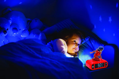 LEXIBOOK, Miraculous Cat Noir, Digital Alarm Night Light Snooze, Clock, Luminous Ladybug, Red, One Size