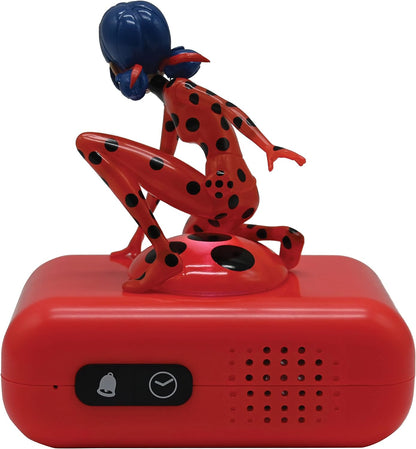 LEXIBOOK, Miraculous Cat Noir, Digital Alarm Night Light Snooze, Clock, Luminous Ladybug, Red, One Size
