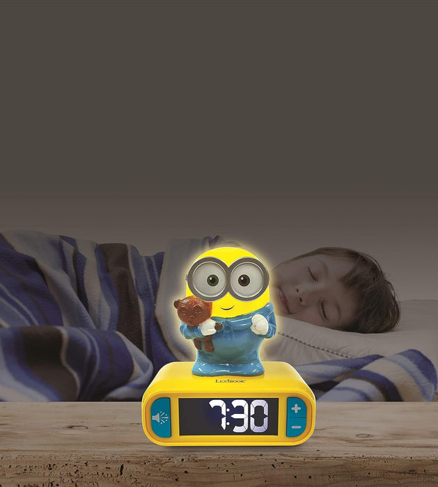 Lexibook, Ich - Einfach unverbesserlich Minions, Bob, Nachtlicht-Wecker, Sounds und Melodien, LCD-Hintergrundbeleuchtung, leuchtend, Schlummerfunktion, gelb, RL800DES