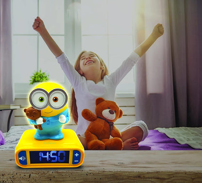 Lexibook, Ich - Einfach unverbesserlich Minions, Bob, Nachtlicht-Wecker, Sounds und Melodien, LCD-Hintergrundbeleuchtung, leuchtend, Schlummerfunktion, gelb, RL800DES