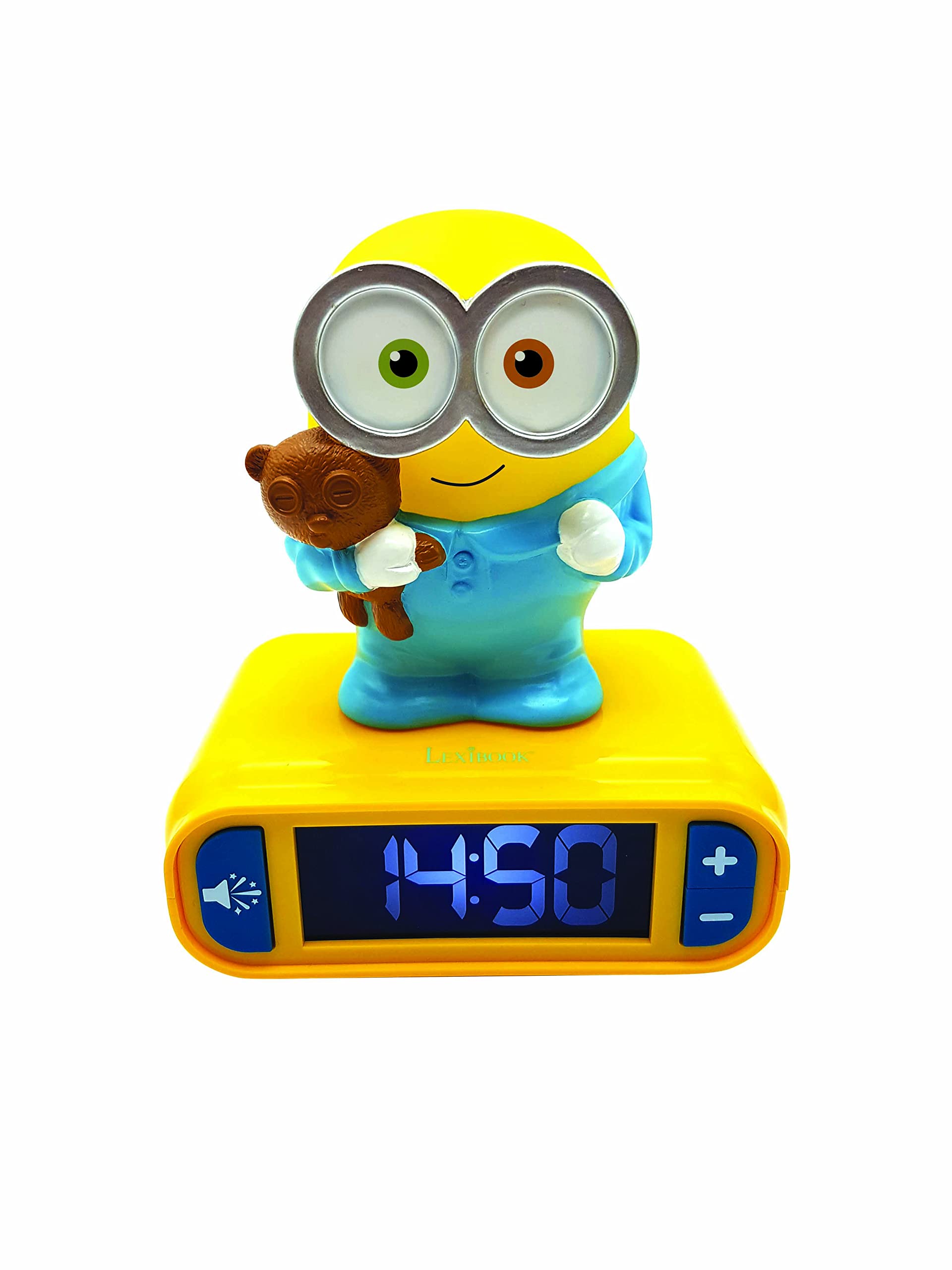 Lexibook, Ich - Einfach unverbesserlich Minions, Bob, Nachtlicht-Wecker, Sounds und Melodien, LCD-Hintergrundbeleuchtung, leuchtend, Schlummerfunktion, gelb, RL800DES