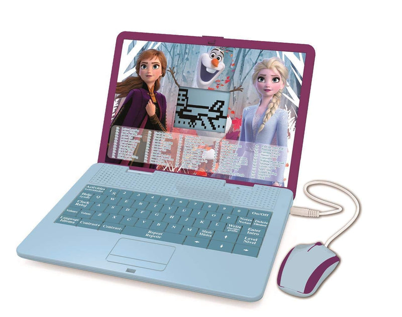 Lexibook Disney Frozen 2 - Educational and Bilingual Laptop German/English - Girls Toy with 124 Activities to Learn, Play Games and Music with Elsa & Anna - Blue/Purple, Multicoloured,24 x 18 x 3.6 cm