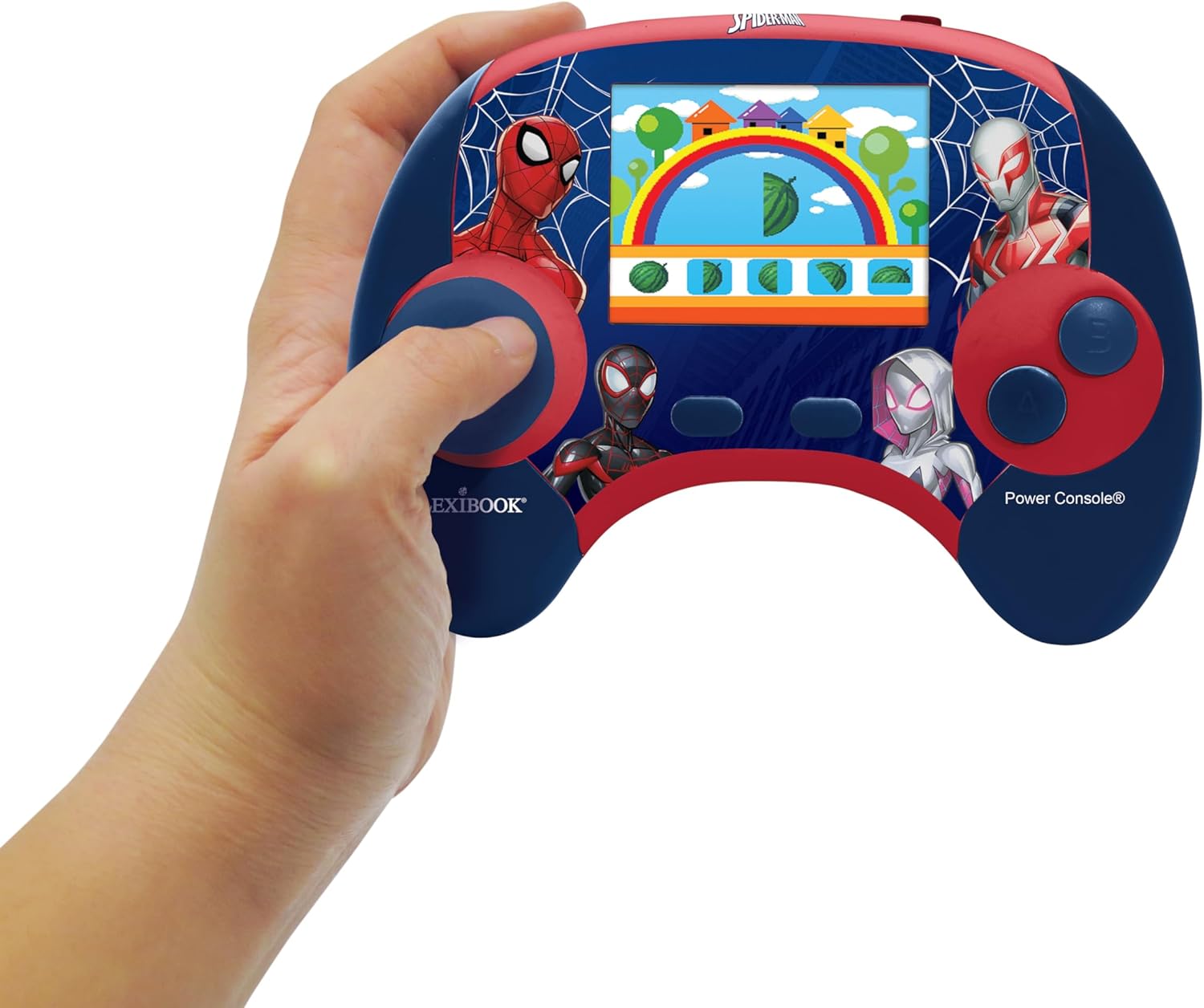 Lexibook, Spider-Man, Power Console®, Bilingual educational game console with 100 activities, English/French, Blue/red, JCG100SPi1