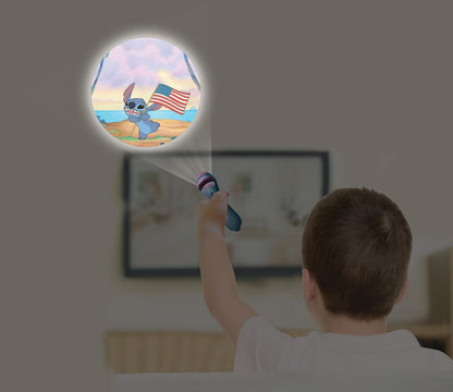 Lexibook LTC050D Disney Stitch, torch light and projector with 3 discs, 24 images, create your own stories, Blau
