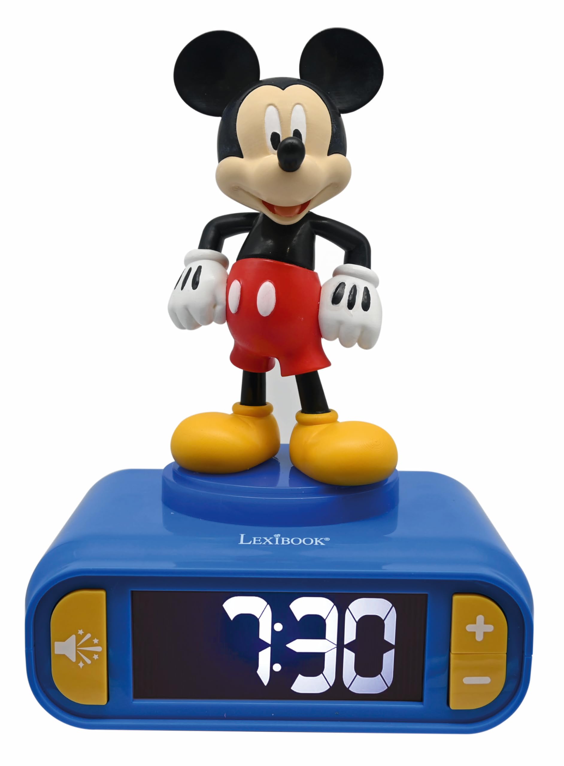 Lexibook, Disney, Mickey Nightlight alarm clock, Sounds and Melodies, LCD Backlit screen, Luminous, Snooze, Blue Disney Mickey