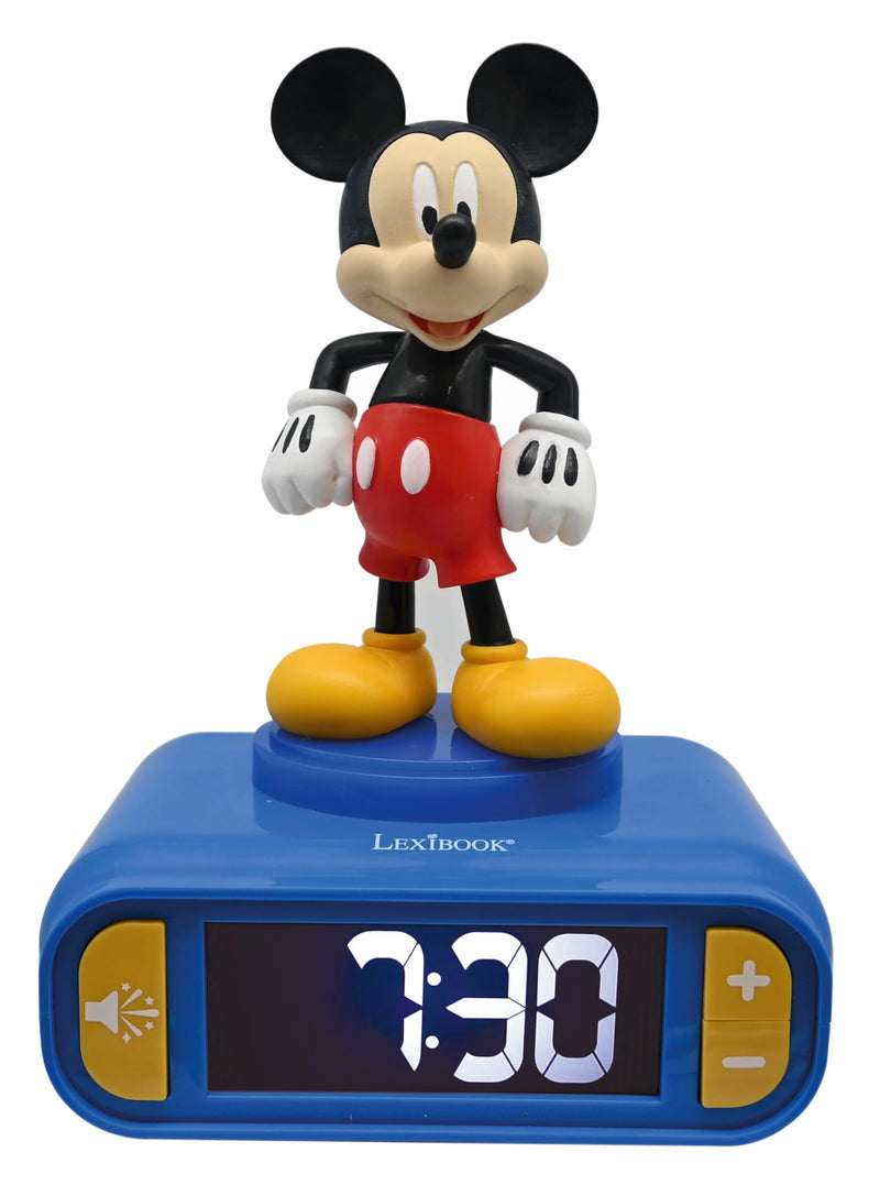 Lexibook, Disney, Mickey Nightlight alarm clock, Sounds and Melodies, LCD Backlit screen, Luminous, Snooze, Blue Disney Mickey