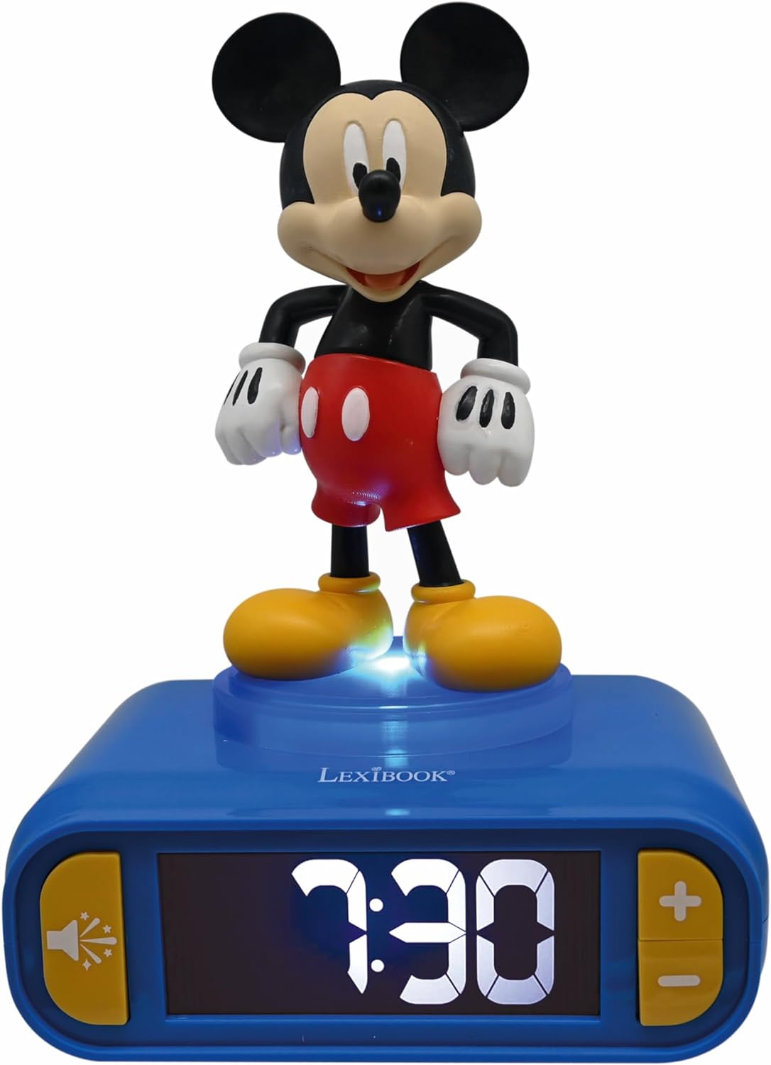 Lexibook, Disney, Mickey Nightlight alarm clock, Sounds and Melodies, LCD Backlit screen, Luminous, Snooze, Blue Disney Mickey