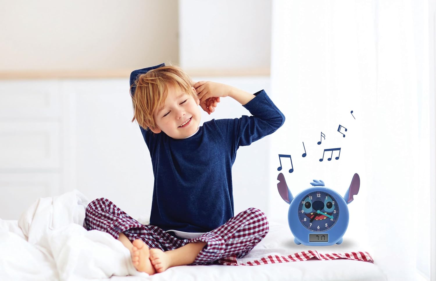 LEXIBOOK, Disney Stitch, My Sleep Companion, Alarm clock, nightlight, dawn simulator and storyteller, with power cord, blue, RLT100D