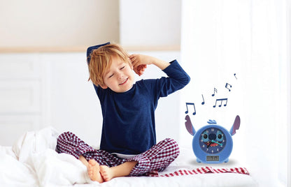 LEXIBOOK, Disney Stitch, My Sleep Companion, Alarm clock, nightlight, dawn simulator and storyteller, with power cord, blue, RLT100D