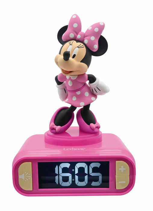 LEXIBOOK, Disney Minnie, Nightlight alarm clock, Sounds and Melodies, LCD Backlit screen, Luminous, Snooze, Pink, RL800MN