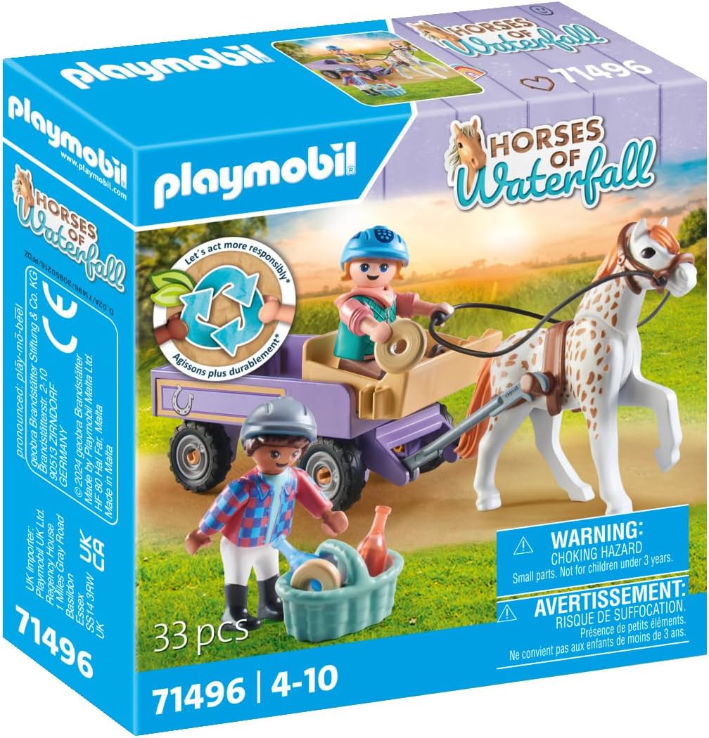 Playmobil 71496 Horses of Waterfall: Pony Carriage, a magical pony ride, thrilling adventures at Waterfall Ranch, detailed play sets suitable for children ages 4+