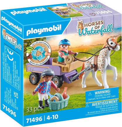 Playmobil 71496 Horses of Waterfall: Pony Carriage, a magical pony ride, thrilling adventures at Waterfall Ranch, detailed play sets suitable for children ages 4+