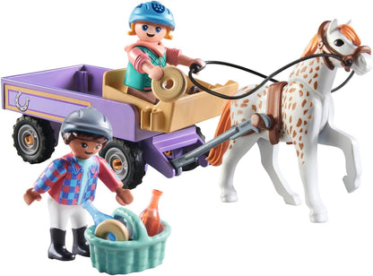 Playmobil 71496 Horses of Waterfall: Pony Carriage, a magical pony ride, thrilling adventures at Waterfall Ranch, detailed play sets suitable for children ages 4+