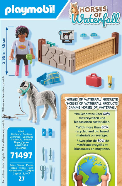 Playmobil 71497 Horses of Waterfall: Horse Therapist, loving care and nourishment for the horses, with bandages and tasty treats, detailed play sets suitable for children ages 4+