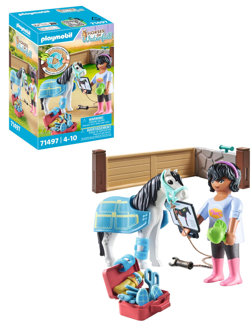 Playmobil 71497 Horses of Waterfall: Horse Therapist, loving care and nourishment for the horses, with bandages and tasty treats, detailed play sets suitable for children ages 4+