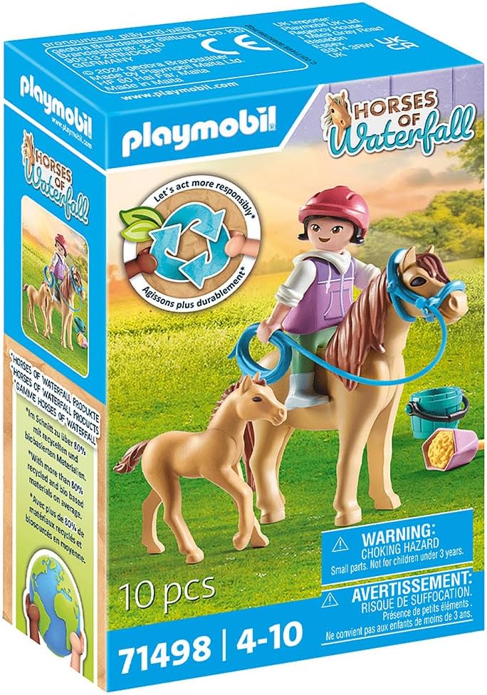 Playmobil 71498 Horses of Waterfall: Child with Pony and Foal, horse toy, fun imaginative role-play, playsets suitable for children ages 4+