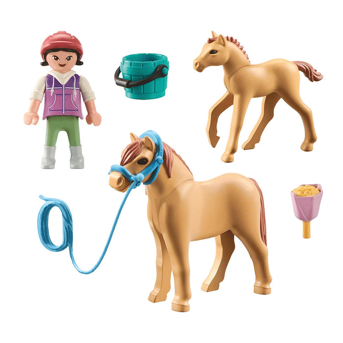 Playmobil 71498 Horses of Waterfall: Child with Pony and Foal, horse toy, fun imaginative role-play, playsets suitable for children ages 4+