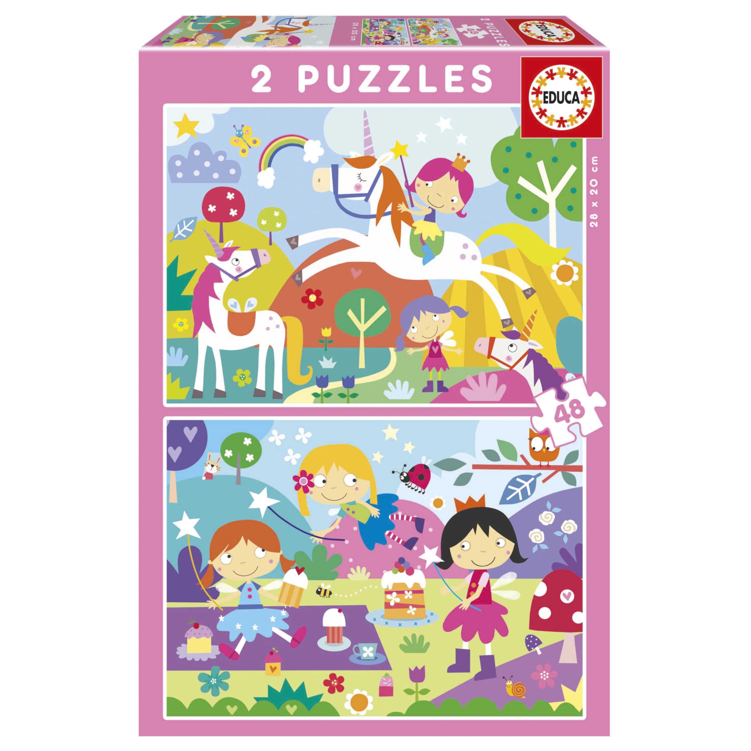 Educa - Fantasiewelt. 2 Puzzle mit 48 Teilen, die jeweils aus perfekt fertiggestellten großen Teilen bestehen, so DASS Seine Manipulation einfach und sicher ist (19993