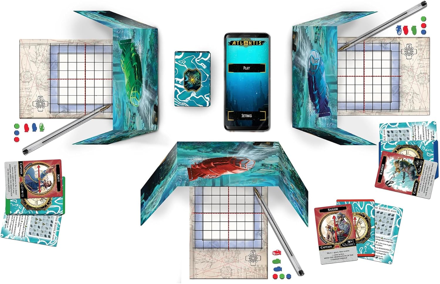 Synapses Games | Finding Atlantis | Strategy Card Game | Ages 14+ | 1-4 Players | 45 Minutes Playing Time