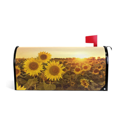 ZZKKO Summer Sunflowers Sunset Mailbox Covers Magnetic Seasonal Colorful Pattern Home Houses Decorations,25.5x20.8 Inch Large Size,Multicolor L 25.5x20.8 Inch Black