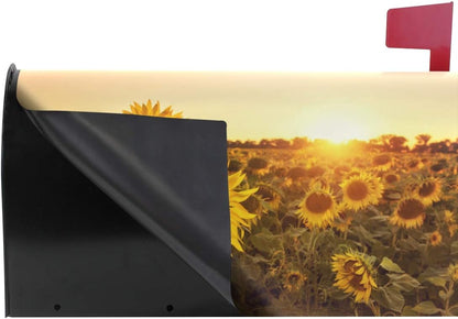 ZZKKO Summer Sunflowers Sunset Mailbox Covers Magnetic Seasonal Colorful Pattern Home Houses Decorations,25.5x20.8 Inch Large Size,Multicolor L 25.5x20.8 Inch Black