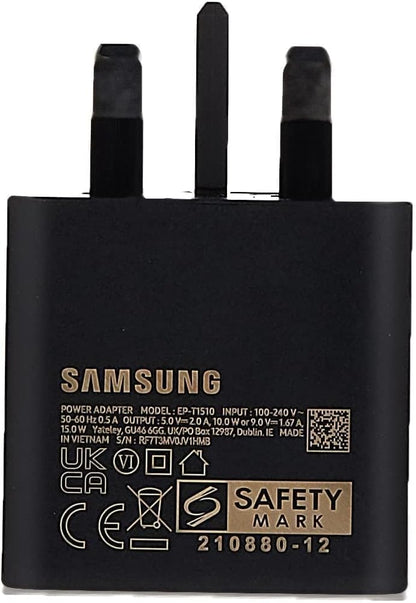 Samsung Galaxy Official 15W Adaptive Fast Charger (with USB-C to C Data Cable), Black
