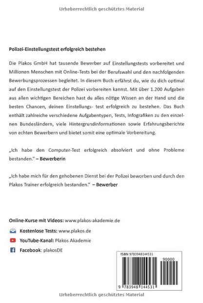 Einstellungstest Polizei: 1.200 Eignungstest-Aufgaben mit Lösungen | Auswahlverfahren mittlerer und gehobener Dienst | Bewerbung, Sporttest, ... Allgemeinwissen, Konzentration