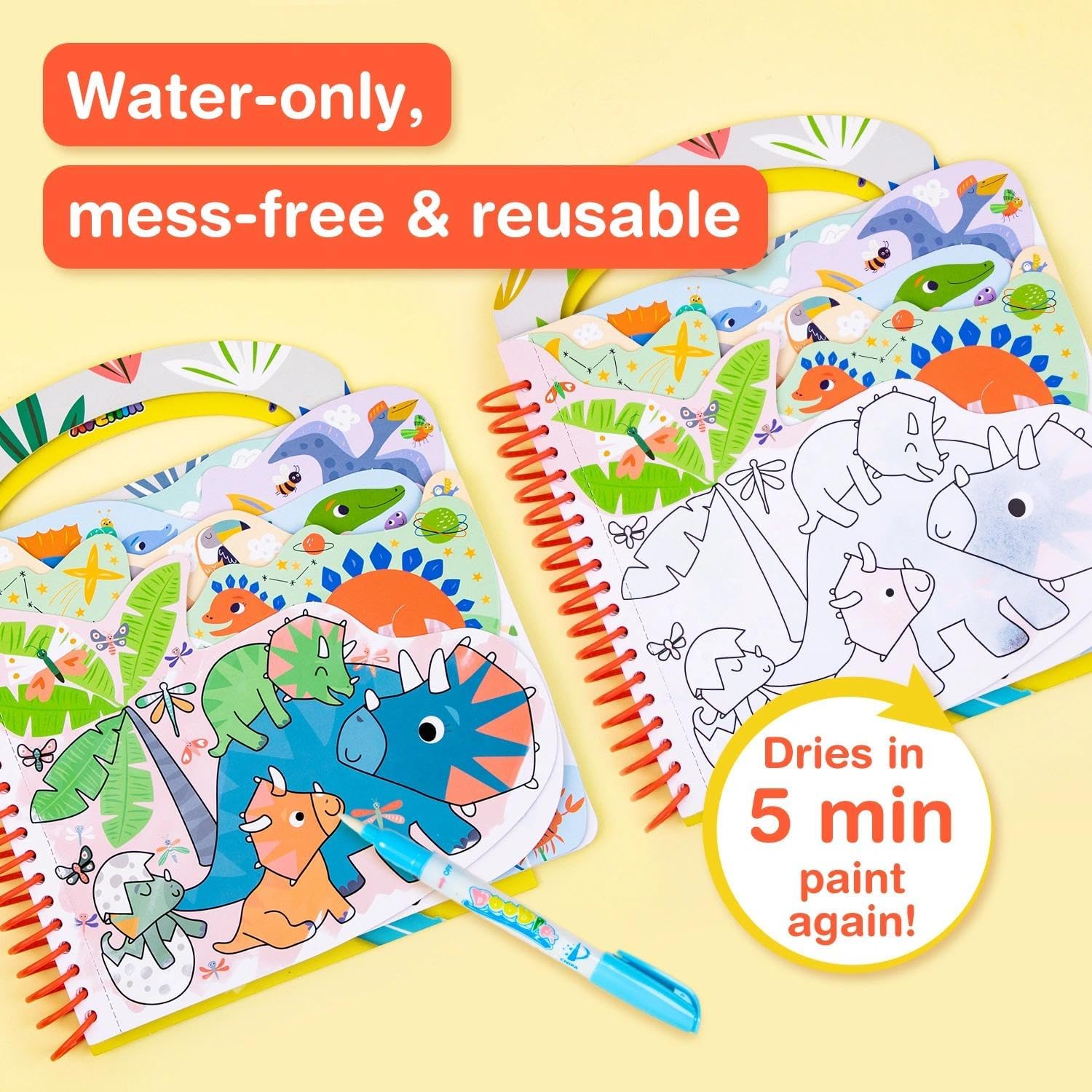 Avenir 6301776 Kleurspel dinosaurus, 3-in-1 creatieve set met spelletjes, stickers en kleurafbeeldingen, doe-het-zelf, voor kinderen vanaf 3 jaar