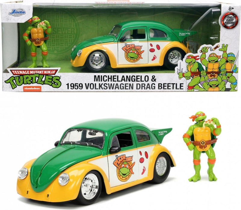 Jada Toys LES TORTUES NINJAS - Michelangelo & 1959 Volkswagen Drag Beetle - 1:24